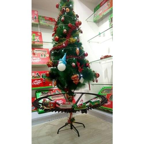 2020 New Christmas Tree Decoration Battery Operated Train Electric Toys Railway Car with Light Rail Car for Children Gifts