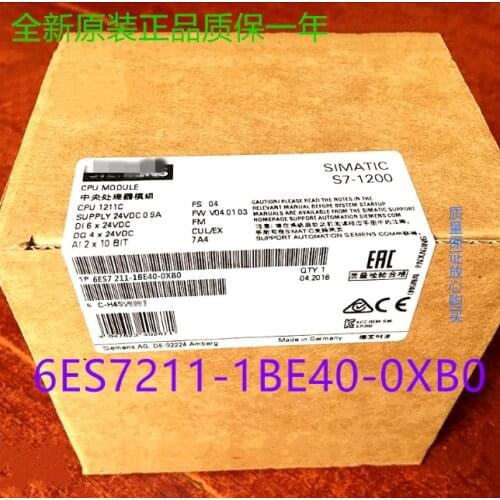 New Original 6ES7 211-1BE40-0XB0 6ES7211-1BE40-0XB0 S7-1200 CPU 1211C AC/DC/RELAY 6ES72111BE400XB0
