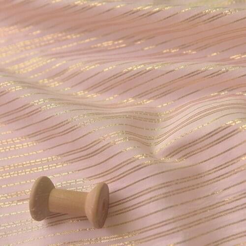 One meter High quality cotton fabric Beige bronzing beauty stripe tissu High-end dresses clothes material