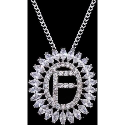 Bettyue Delicate Jewelry Round Hollow Out Shape AAA CZ Letter F Necklace Multicolor Choice For Female Fashion Party Dress-up