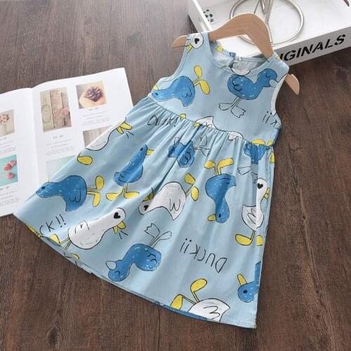 Melario Girls Summer Dress Fashion Casual Princess Dresses Sleeveless Print Flower Costumes Kids Vestidos For 2-7 Years