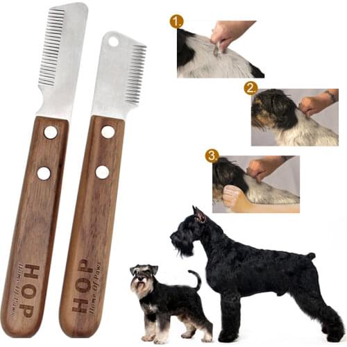 Professional Grooming Dog Comb Stainless Steel Wooden Handle Stripping Knife Pet Hair Remover Pluck Excess Undercoat Accessories