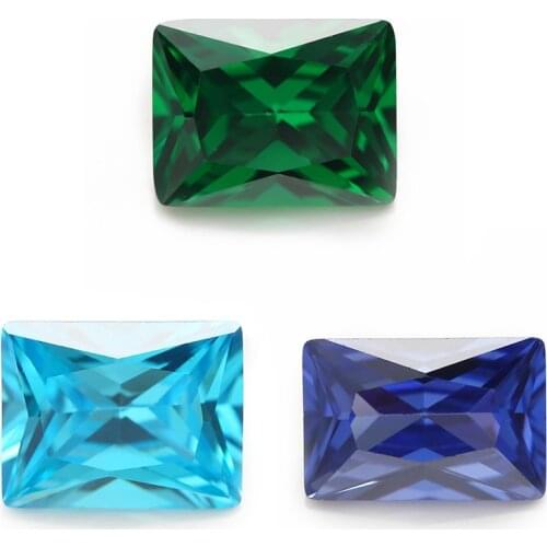Size 2x4-10x12mm 5A Rectangle CZ Stone Blue Green Seablue Synthetic Cubic Zirconia Stone Loose