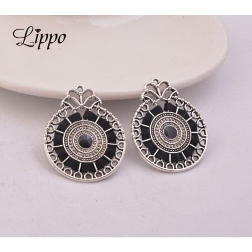 12pcs Zinc Alloy Antique Silver Flower Earring Connector Statement Jewelry Connector Earring Connectors Accessories