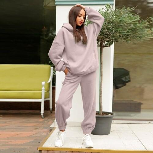 Hoodies Solid Color Sweatshirts Womens Long Sleeve Fashion Hooded Sweater Casual Two Pieces Harajukuhooded Sweatshirts Anime