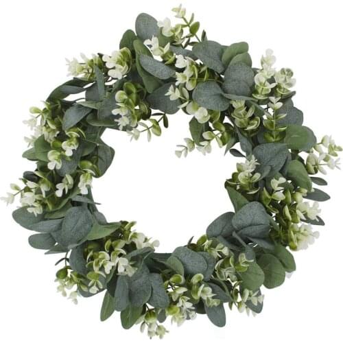 Faux Boxwood Wreath 12.9Inch Artificial Green Leaves Wreath for Front Door Hanging Wall Window Wedding Party Decoration