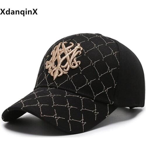 XdanqinX New Spring Net Red Fashion Embroidery Baseball Caps For Women Black Hat Adjustable Size Cotton Sports Cap Snapback Cap
