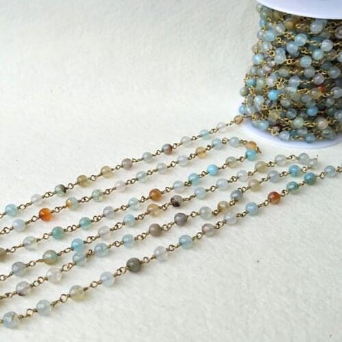 Handcrafted Gold jewelry Finding,Natural Jade stone Agate Faceted Beaded Chains,DIY necklace hand chain jewelry making LZ08