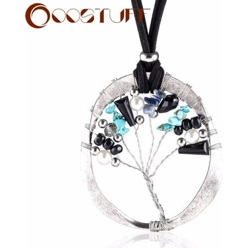 Women Jewelry Long Necklaces Vintage Stones Life of Tree necklaces & pendants women collares mujer choker kolye bijoux femme