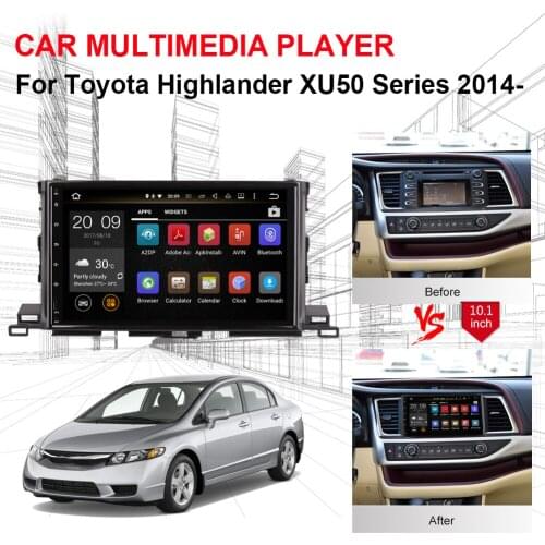 10.1'' Android 8.0 Octa Core 4GB RAM IPS Screen Car Radio Stereo with Bluetooth For Toyota Highlander Xu50 Series 2014- Wifi OBD
