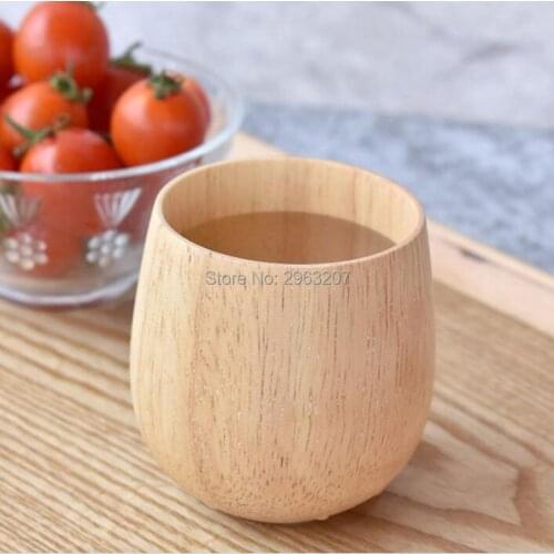 10pcs Beech/Rubber Wood Cup Primitive Handmade Natural Wooden Cup Breakfast Beer Milk Drinkware Green Tea Cup