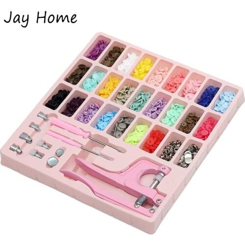 260 Sets Snap Fasteners Button Kits 1.2CM Size T5 with Pliers Installment Tool Plastic Metal Snaps No-Sew Buttons for Clothes
