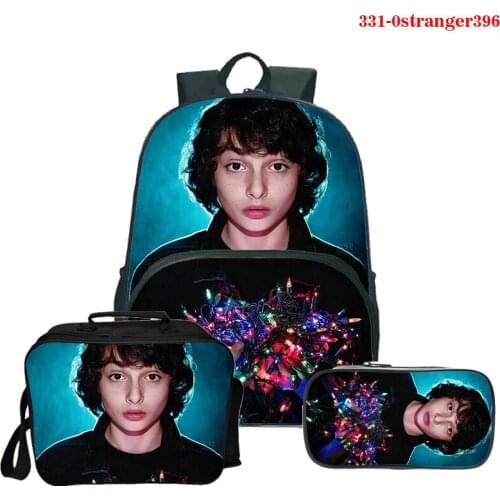 3set/pcs Stranger Things School Bag for Kids Fashion Backpacks with Lunch Bag Boys Girls Teenager Schoolbag Pencil Case Mochilas