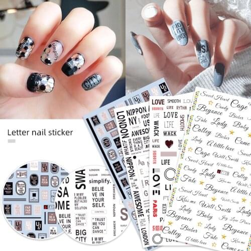 1 pieces Alphabe nail decals 3D sticker DIY nail charm letter stamp Nail Art sticker thin adhesive manicure slice