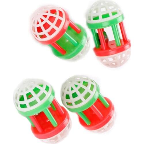 5psc cat hamster toy bell ball dumbbell color plastic funny cat stick decompression toy cat hamster interactive training pet