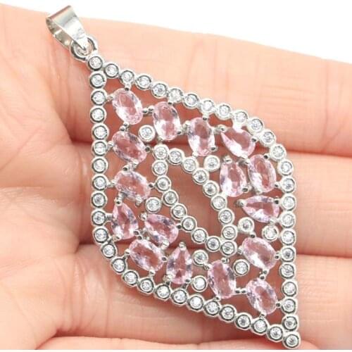 54x22mm Awesome Long Big Created Blue Aquamarine White Zircon Women Silver Pendant Dating