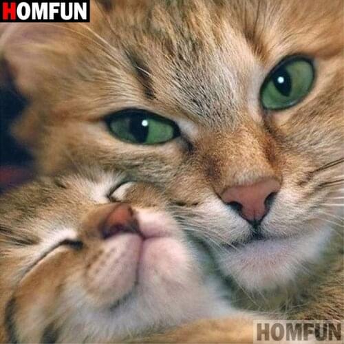 HOMFUN Full Square/Round 5D DIY Diamond Embroidery "Animal cat" Diamond Painting Cross Stitch Rhinestone 5D A00938