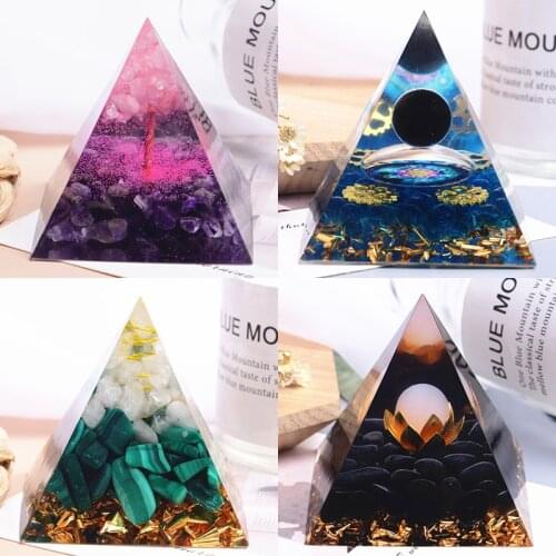 Life Tree Amethyst Orgonite Pyramid Lucky Stone EMF Protection Meditation Tool Crystal Energy Collection Tower Figurine Decor
