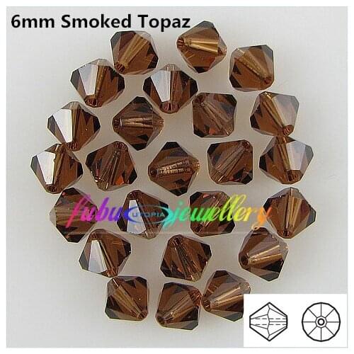 Free Shipping! 288pcs/Lot, AAA Chinese Top Quality 6mm Smoked Topaz Crystal Bicone Beads