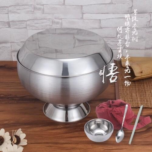 Stainless steel buddha food bowl buddhist monk tableware Thailand monks should measure the feet bowl