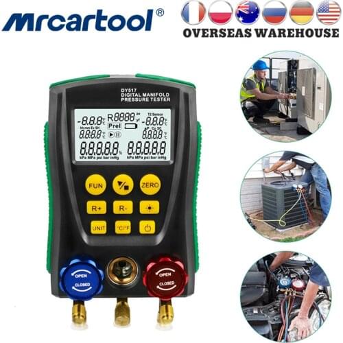 MR CARTOOL Refrigeration Digital Manifold Test Gauge Meter HVAC Vacuum Pressure Temperature Leakage Tester Car Diagnostic Tools