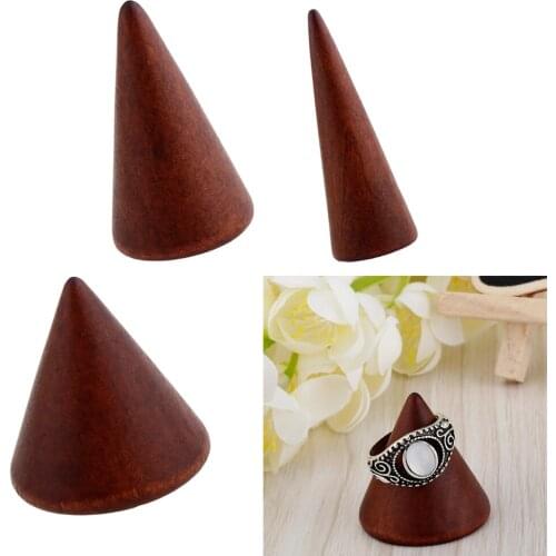 DIY Craft Geometric Cone Shape Display Stand Ring Pendant Showing Stand Wooden Showcase Home Organizer Jewelry