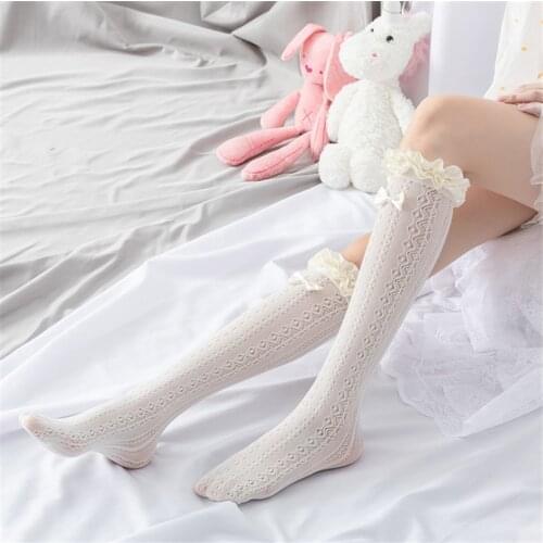 Maid Lolita Socks Cosplay Costumes Accessories Nylon Lace Bowknot Socks Anime Cartoon Girl Gift B1655