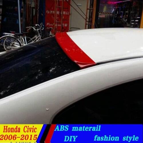 Use for honda 2006-2015 model civic roof spoiler High Quality ABS Material Car Rear Wing Primer Color spoiler civic roof spoiler