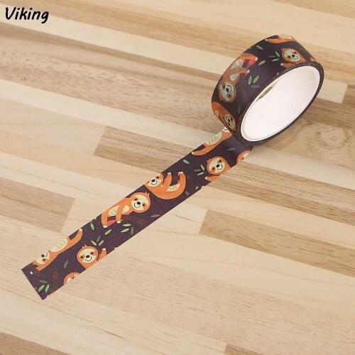 G1451 15mmX5m Washi Tape Funny Cartoon Sloth Animals Adhesive Tape Masking Tape For Stickers Scrapbooking DIY Stationery Tape