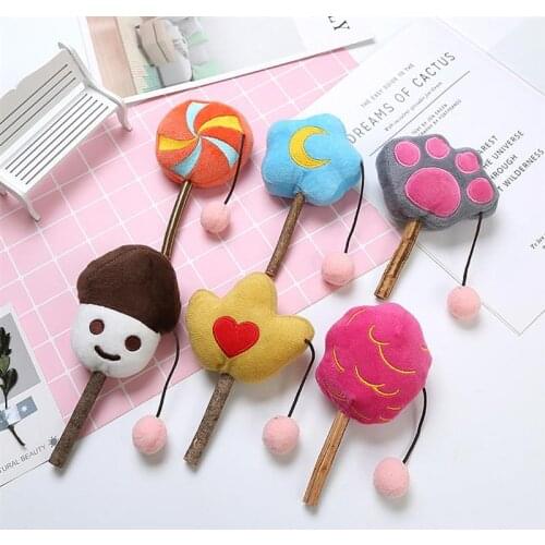 Dorakitten 1pc Creative Plush Catnip Toy Cute Ice Cream Candy Shape Plush Stick Cat Teeth Cleaning Toy Pet Supplies Cat Favors