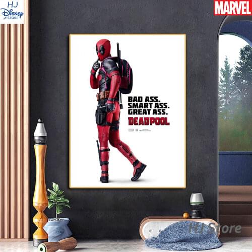 Boy Gift Living Room Decor Poster Marvel Printing Canvas Painting Funny Deadpool With Guns Superhero Wall Art Decorative Cuadros