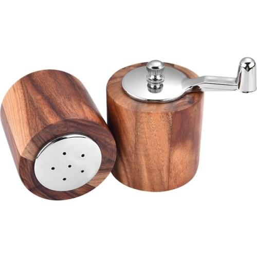 Salt and Pepper Mills, Solid Wood Pepper Grinders With Adjustable Coarseness by Ceramic Rotor, Kitchen Cooking Tools JU31608