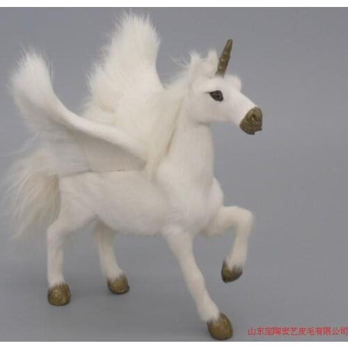 Simulation cute white unicorn 15x18cm model polyethylene&furs unicorn model home decoration props ,model gift d531