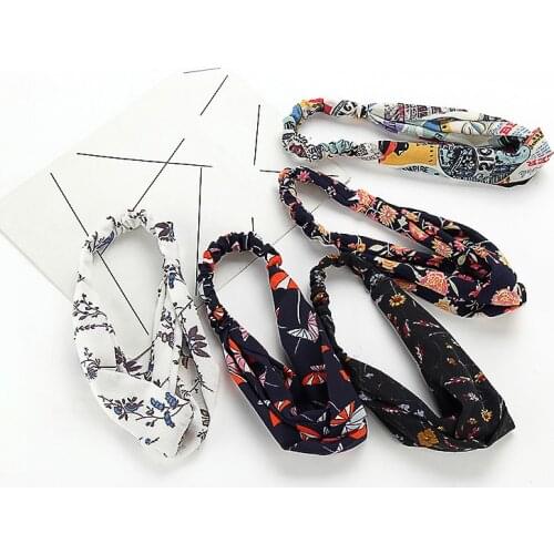 MISANANRYNE Fashion Floral print Knot Women Headband Vintage Hairband Girls Headwear Cute Headband Hair Accessories