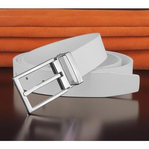 2.9cm Pin Buckle Fashion Thin Belt Mens Luxury Leather Belt White Denim Casual High Quality Ceinture Homme