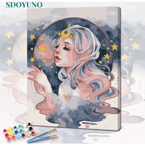 SDOYUNO Paint By Numbers Kits On Canvas Flowers Girl DIY Frame 60x75cm Oil Painting By Numbers Handpaint Figure Home Decor