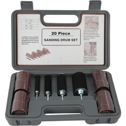 20pcs/set Sanding Drum Set Drum Sander Kit Including Abrasive Sleeves Drum Rubber Mandrels for Drill Press Woodworking Kit