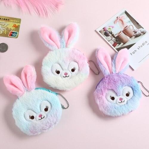 New Cute Bunny Cartoon Plush Coin Purse Bag Toy Mini Cute Oval Zipper Children Girl Wallet Women Card USB Cable Bag Key Wallet