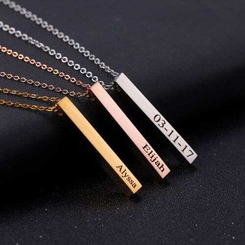 Customized Name Necklace Stainless Steel Pendant Nameplate Bar Letter Gold Choker Personalized Jewelry Gift For Women Men