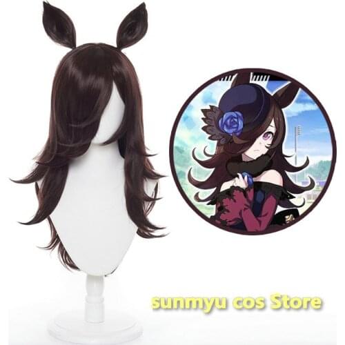 Uma Musume Pretty Derby Rice Shower Wig Ears Hair Cosplay B