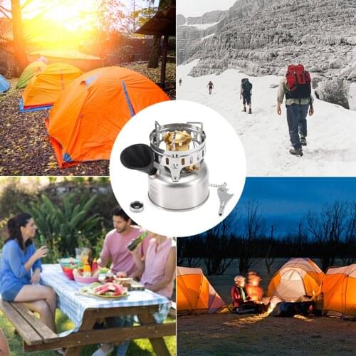 Stainless Steel Portable Stove with Folding Windshield Gasoline Stove for Outdoor Camping Backpacking Hiking Stove