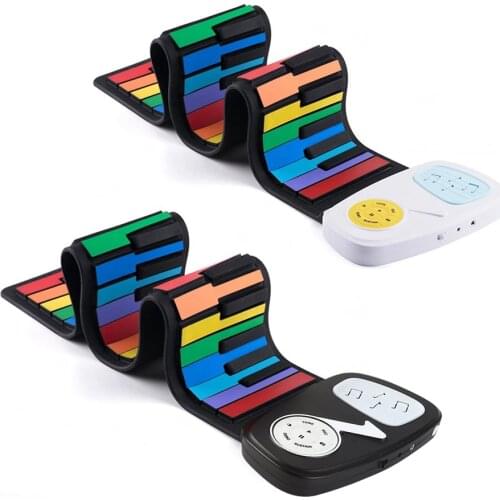 Portable 49 Keys Keyboard Silicone Roll-Up Piano Electronic Organ Portable Collapsible ABS Flexible Piano for Kids Toy