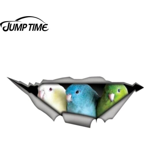 Jump Time 13cm x 4.8cm parakeet car decal 3D Pet Graphic Vinyl Decal Car Window Laptop Bumper Animal Car Stickers