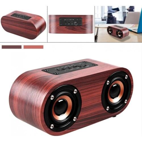Q8 6W Wooden Double Horn 4.2 Bluetooth Wireless Speaker Support AUX Cable Connection and TF Card Playback for Tablet PC / MP3