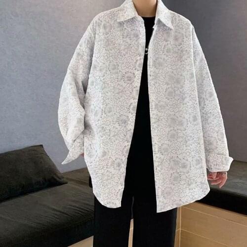 Printed Floral Shirts For Men All-match Loose Thin Tops Long Sleeve Casual Coat Male Clothes Four Seasons Retro Trend Streetwear