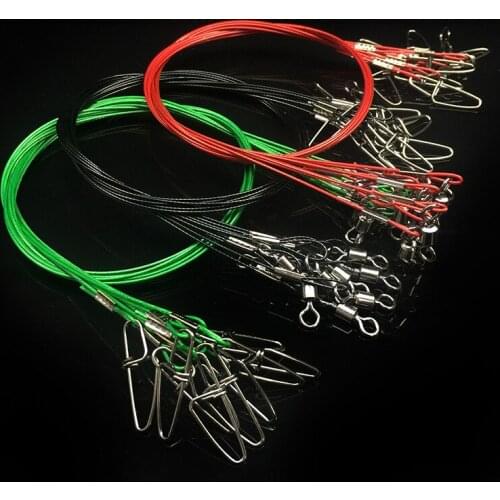 Fishing Tackle Accessories Wire Leader Connector 50cm Thicken Anti-Bite Line 150lb Pulling Force 67kg 1mm Diameter Lot 8 Pieces