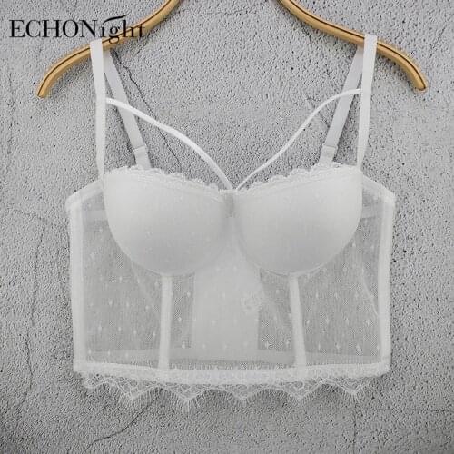 Echonight Lace Corset Top Lace Polka Dot Sexy Corset Steampunk Sexy Lingerie Top Corset Transparent Bustier Corset For Women