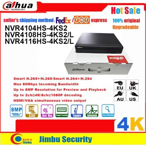 Dahua NVR P2P 4K Network Video Recorder NVR4104HS-4KS2 NVR4108HS-4KS2 NVR4116HS-4KS2 4CH 8CH 16CH 1U 4K&H.265/H.264 DVR