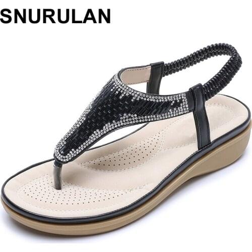 SNURULAN2020New Design Simple Size 35-42Women Sandals Comfortable Non-Slip Platform Summer Fashion Rhinestone Casual Shoes Women