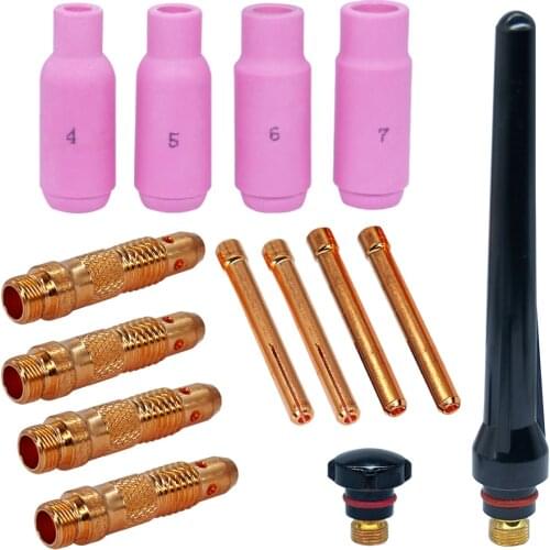 TIG Welding Torch Collect Body Nozzles TIG Back Cup Kit Fit SR TIG Welder Consumable WP17 17V 26V